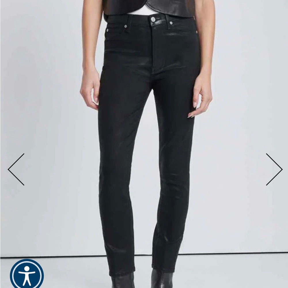 7 FOR ALL MANKIND B(Air) High Waist Ankle Skinny in Coated Black